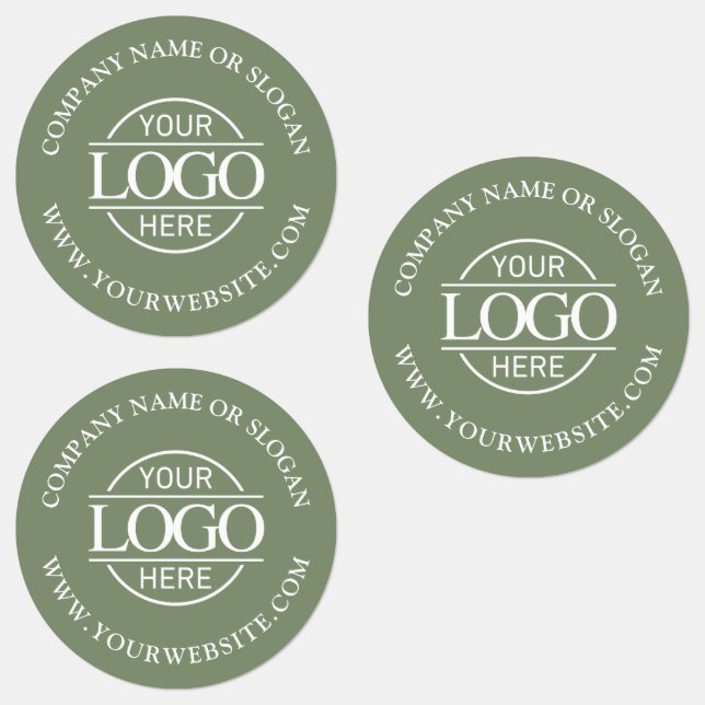 Étiquettes Elegant Sage Green Business Logo Promotional (Groupe)