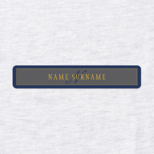 Étiquettes Élégant Script Monogram Dark Navy Blue Grey & Gold