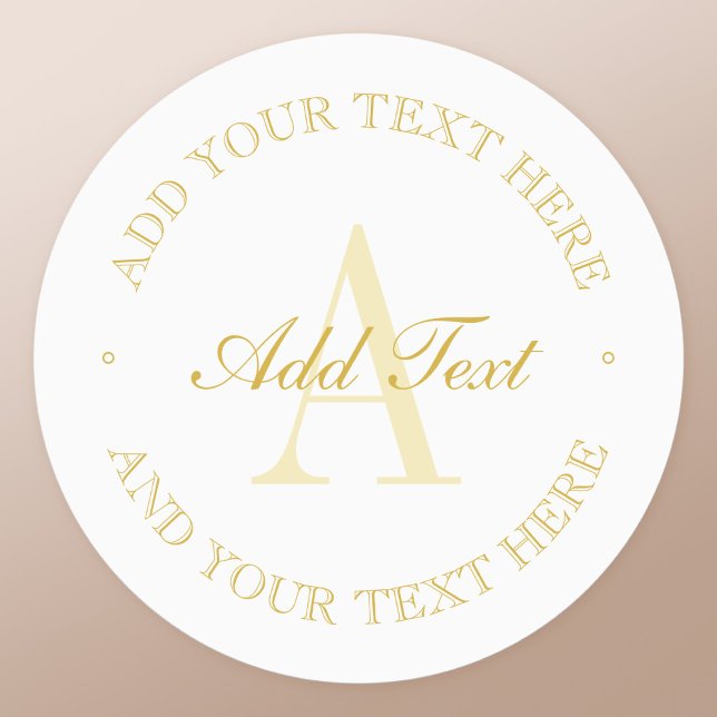Étiquettes Élégant simple blanc & or Monogramme imperméable (Créateur téléchargé)