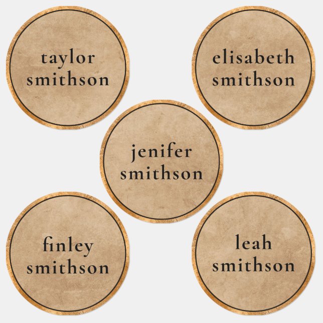 Étiquettes Élégante Classe Taupe Luxe Ajoutez Votre Nom École (Groupe)