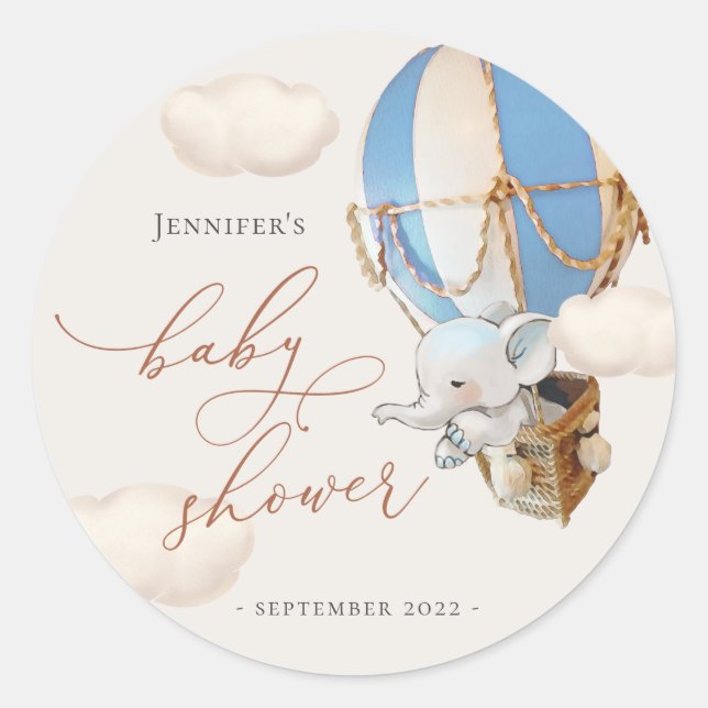 Étiquettes Elephant Favor ! Baby shower Classic Ro (Devant)