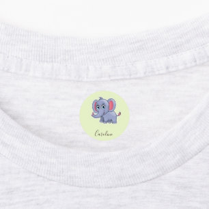 Étiquettes Éléphant gris mignon vert