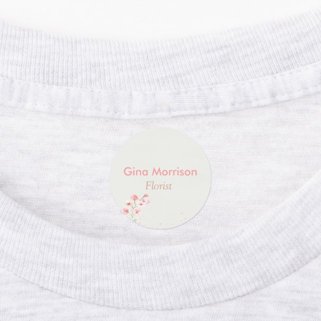 Étiquettes Employé rose floral gris (Apposé)