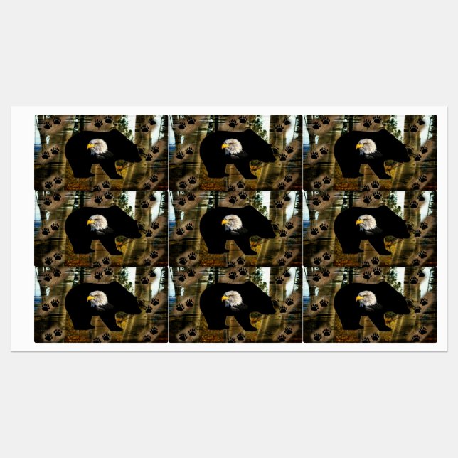 Étiquettes Empreintes de pattes de l'Ours Noir Bald Eagle Our (Feuille)