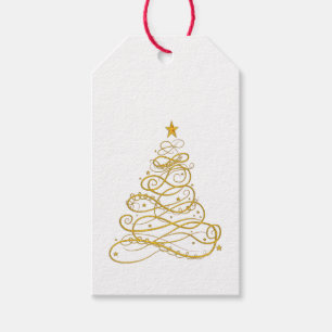 Étiquettes en filigrane d'or de cadeau d'arbres d