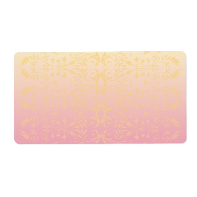 Étiquettes en pastel de damassé de pêche rose (Devant)