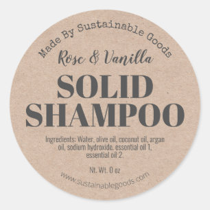 Étiquettes en shampooing solide artisanal Kraft