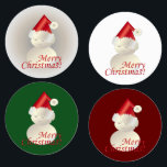 Étiquettes Enfant Christmas Snowman<br><div class="desc">Snowman en or blanc avec casquette Père Noël</div>