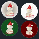 Étiquettes Enfant Christmas Snowman<br><div class="desc">Snowman en or blanc avec casquette Père Noël</div>