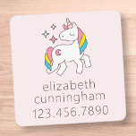 Étiquettes Enfant Modern Cute Unicorn Stars Nom de la photo Numéro d<br><div class="desc">Ajoutez le nom et le numéro de téléphone de l'enfant</div>