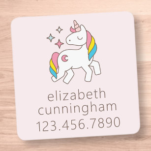 Étiquettes Enfant Modern Cute Unicorn Stars Nom de la photo Numéro d