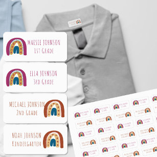 Étiquettes Enfant Rainbow Boys and Girls Skinny Font Nom du vêtement