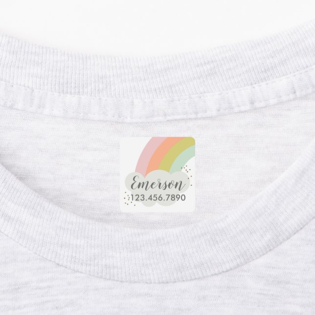 Étiquettes Enfants Arc-en-ciel Pastel (Apposé)