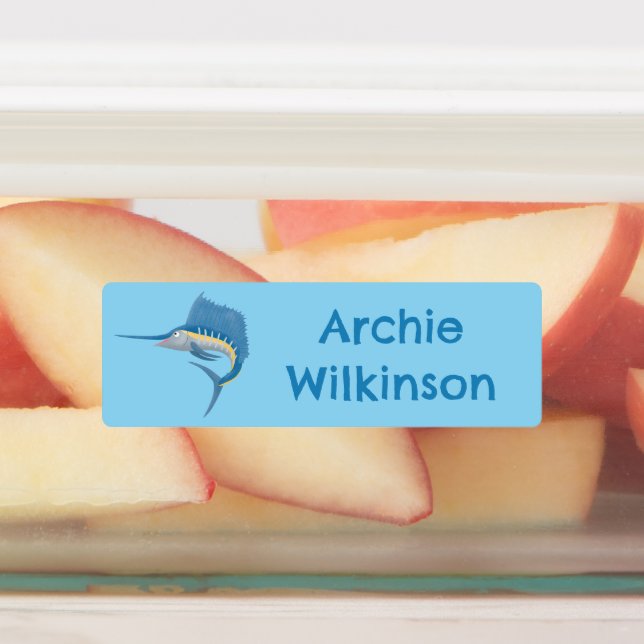 Étiquettes Espadon voilier amusant dessin personnalisé (Apposé)