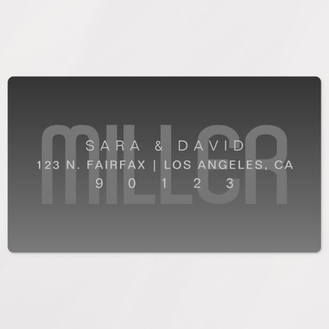 Étiquettes Etanche Fond très foncé gris Ombre Adresse (Design 3)