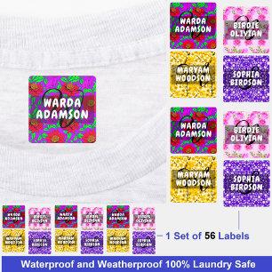 Étiquettes étanches florales pour filles - Nom Vêt