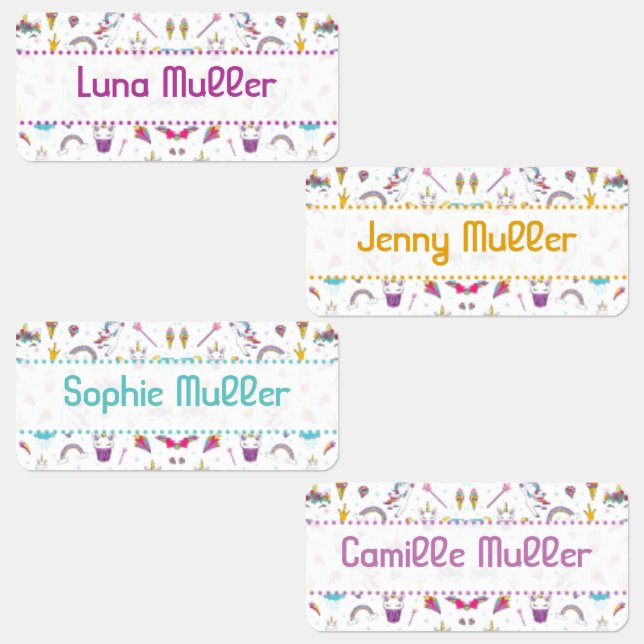 Étiquettes Etiquettes Vêtements pour enfant Thème Licorne (Groupe)