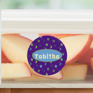 Étiquettes Étoiles et lunes de Whimsical sur violet Personnal