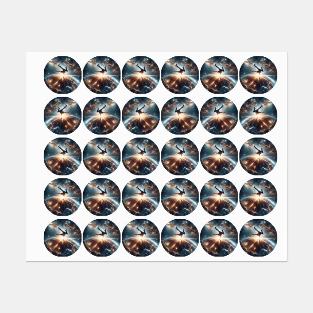 Étiquettes Explosion de rupture galactique dans l'espace prof (Feuille)