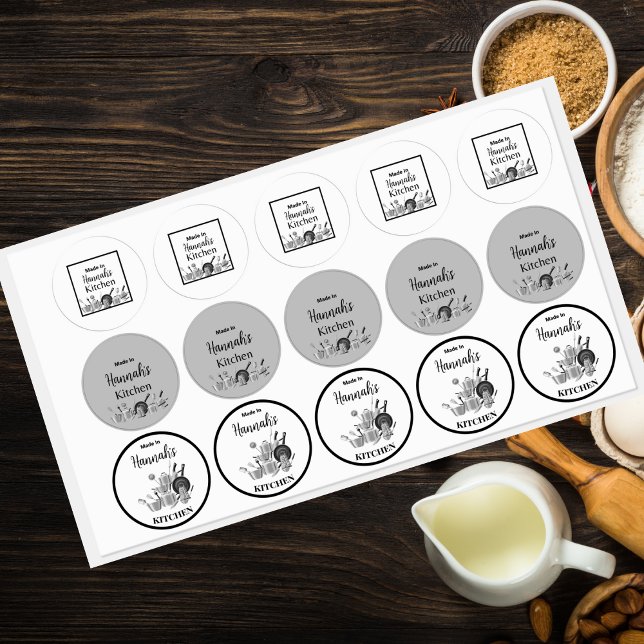 Étiquettes Fabriqué En [Votre Nom] Pots Et Pots De Cuisine (Créateur téléchargé)