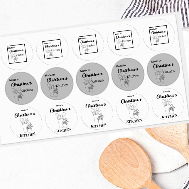 Étiquettes Fait Dans [Votre Nom] Cuisine Cuisine Cuisine Cuil (Créateur téléchargé)