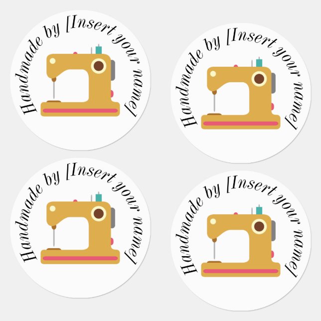 Étiquettes Fait main par Votre Nom Machine à Coudre Thermocol (Groupe)
