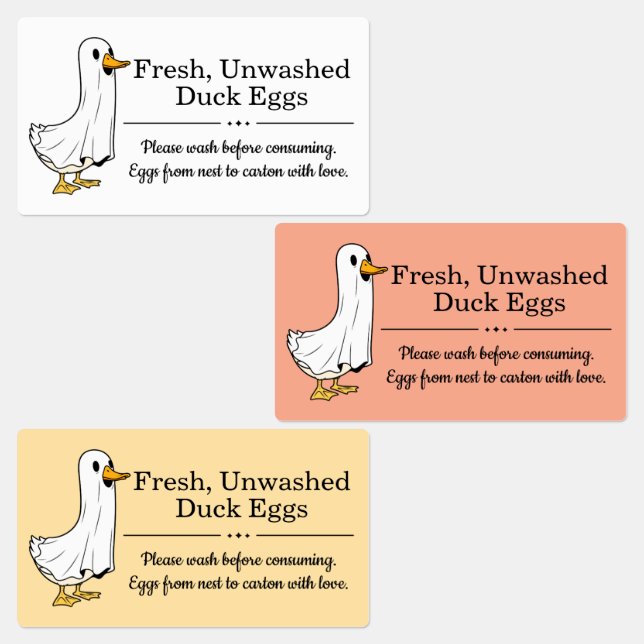 Étiquettes Farm Fresh Unwashed Duck Eggs Carton (Groupe)