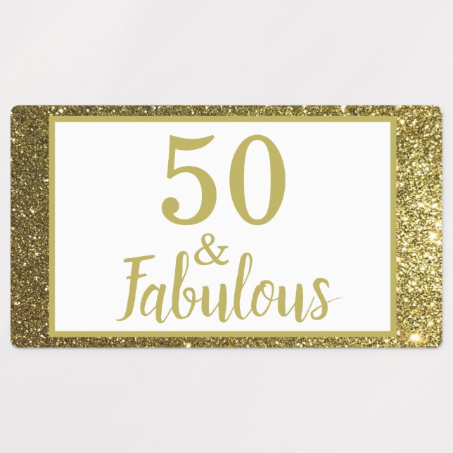 Étiquettes Faux Gold Parties scintillant Fabuleux 50e anniver (Design 2)