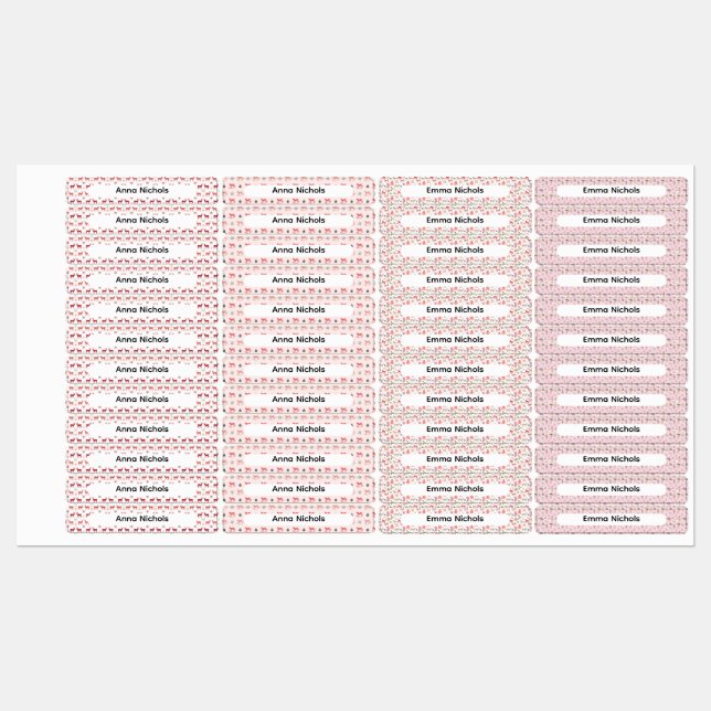 Étiquettes Festive Pink Christmas Patterns Name Labels (Feuille)