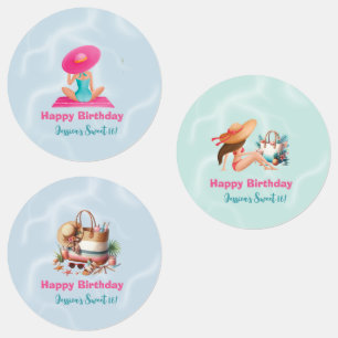 Étiquettes Fête d'été amusante au bord de la piscine aquarell