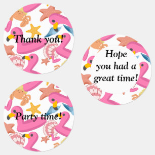 Étiquettes Fête d'été du flamant rose avec texte