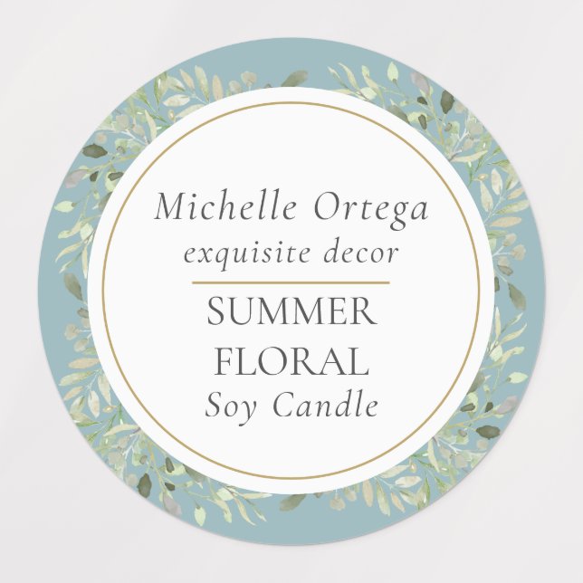 Étiquettes Feuillage vert Moderne Elégant Cercle Or (Design 1)