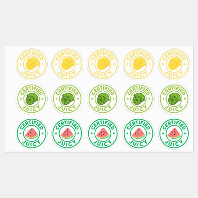 Étiquettes Feuille d'autocollants de fruits juteux certifiés  (Feuille)