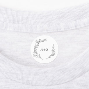 Étiquettes Feuille minimale Monogramme gris foncé Fer sur É