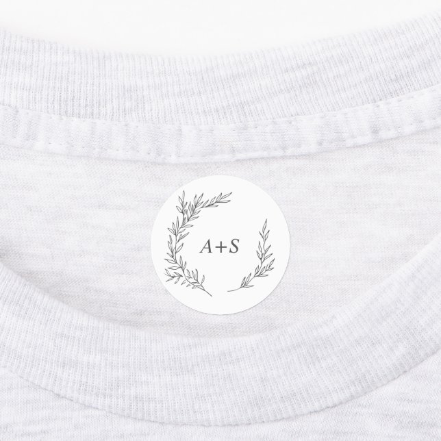 Étiquettes Feuille minimale | Monogramme gris foncé Fer sur É (Apposé)