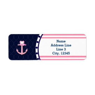 Étiquettes Fille Baby Shower Bleu Marine Rose Naut