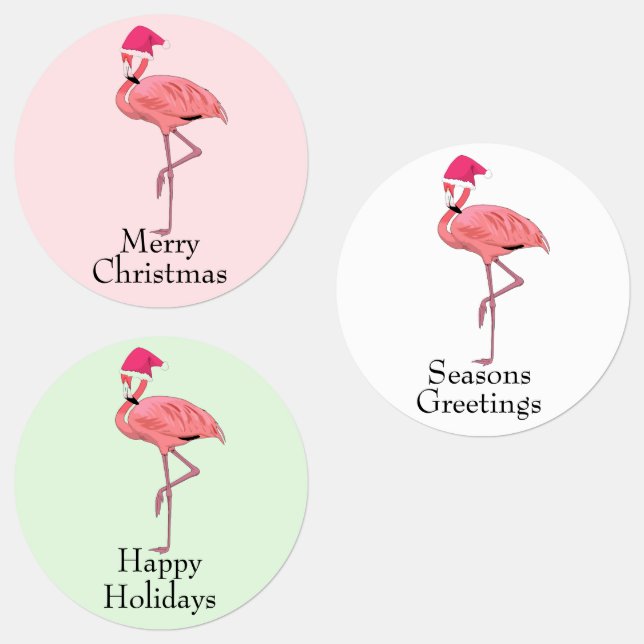 Étiquettes Flamant rose Santas voeux de Noël (Groupe)