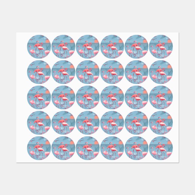 ÉTIQUETTES FLAMANTS ROSES MOTIF 1 (Feuille)