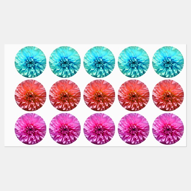 Étiquettes Fleur bleu clair Dahlia (Feuille)
