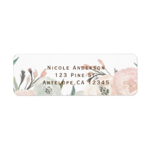 Étiquettes Fleuris Rose & Sauge Menthe Moderne Sha