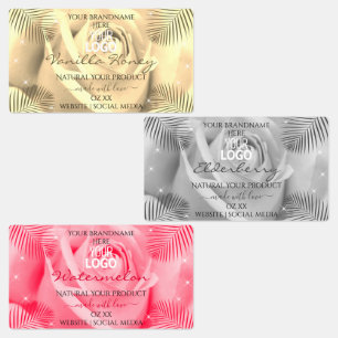 Étiquettes Floral Crème claire Gris rose produit Logo Étiquet