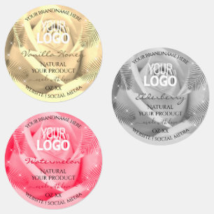 Étiquettes Floral Crème claire Gris rose produit Logo Étiquet