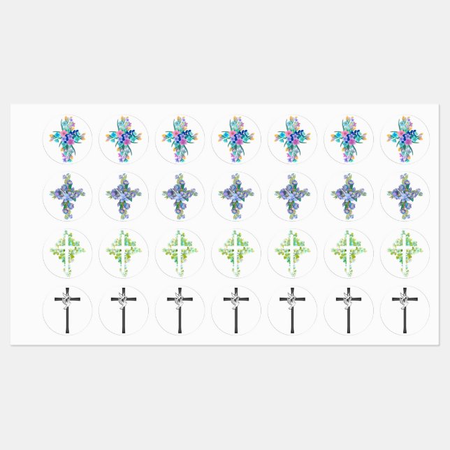 Étiquettes Floral Cross Iron-on Labels (Feuille)