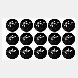 Étiquettes floral noir et blanc minimaliste