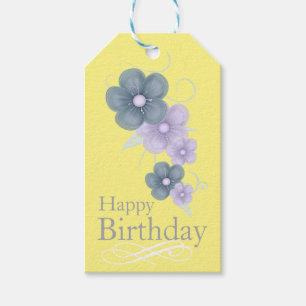 Étiquettes florales de cadeau d'anniversaire