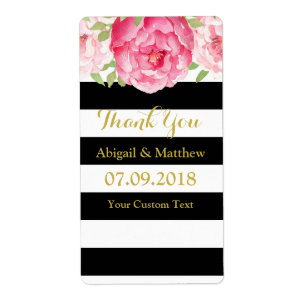 Étiquettes floraux de mariage de rayure