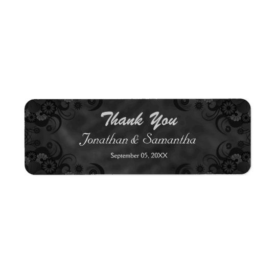 Étiquettes floraux noirs de faveur de mariage de