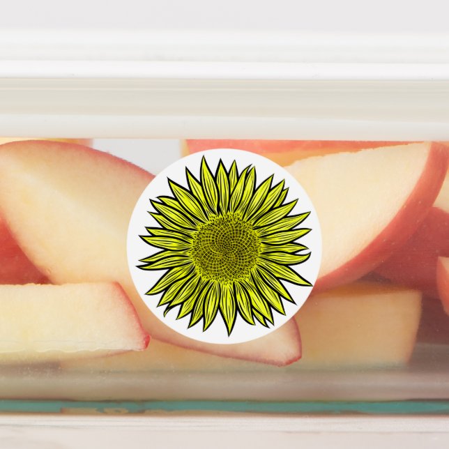 Étiquettes Flore Rustique Tournesol Jaune Main tirée (Apposé)