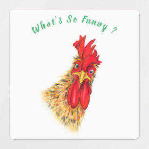 Étiquettes Funny Surprised Curious Rooster - What's So Funny