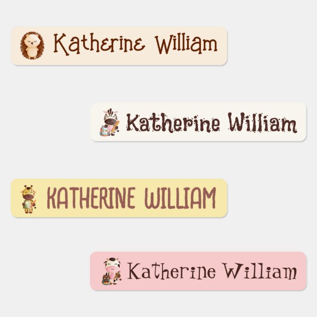 Étiquettes Garderie de jour/école sur mesure animal étanche (Groupe)